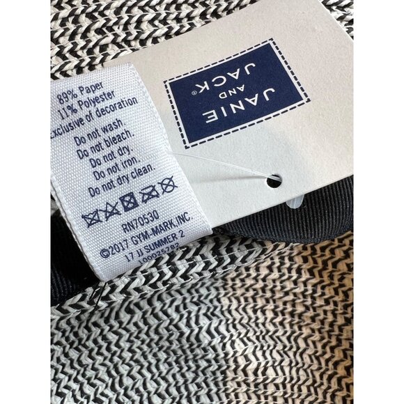 Janie and Jack "Sun Club" Girls Woven Straw Hat With Black Bow Accent Size 4-5 S - Picture 5 of 6